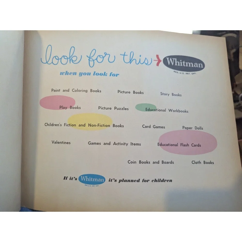 1960s Whitman Color by Number‎ Assorted Pictures Book Vintage 11x13